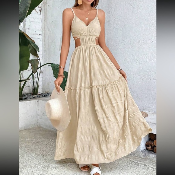 Rebellious Rose Dresses & Skirts - VCAY Cut Out Waist Ruffle Hem Cami Dress